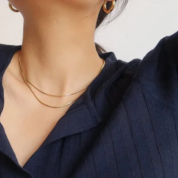 NEW 18K Gold Plated Snake Chain Necklace